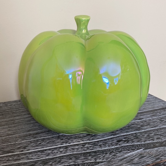 Rae Dunn Luster Iridescent Green Ceramic POISON Glaze Pumpkin ๐ HP ๐ - Picture 3 of 5